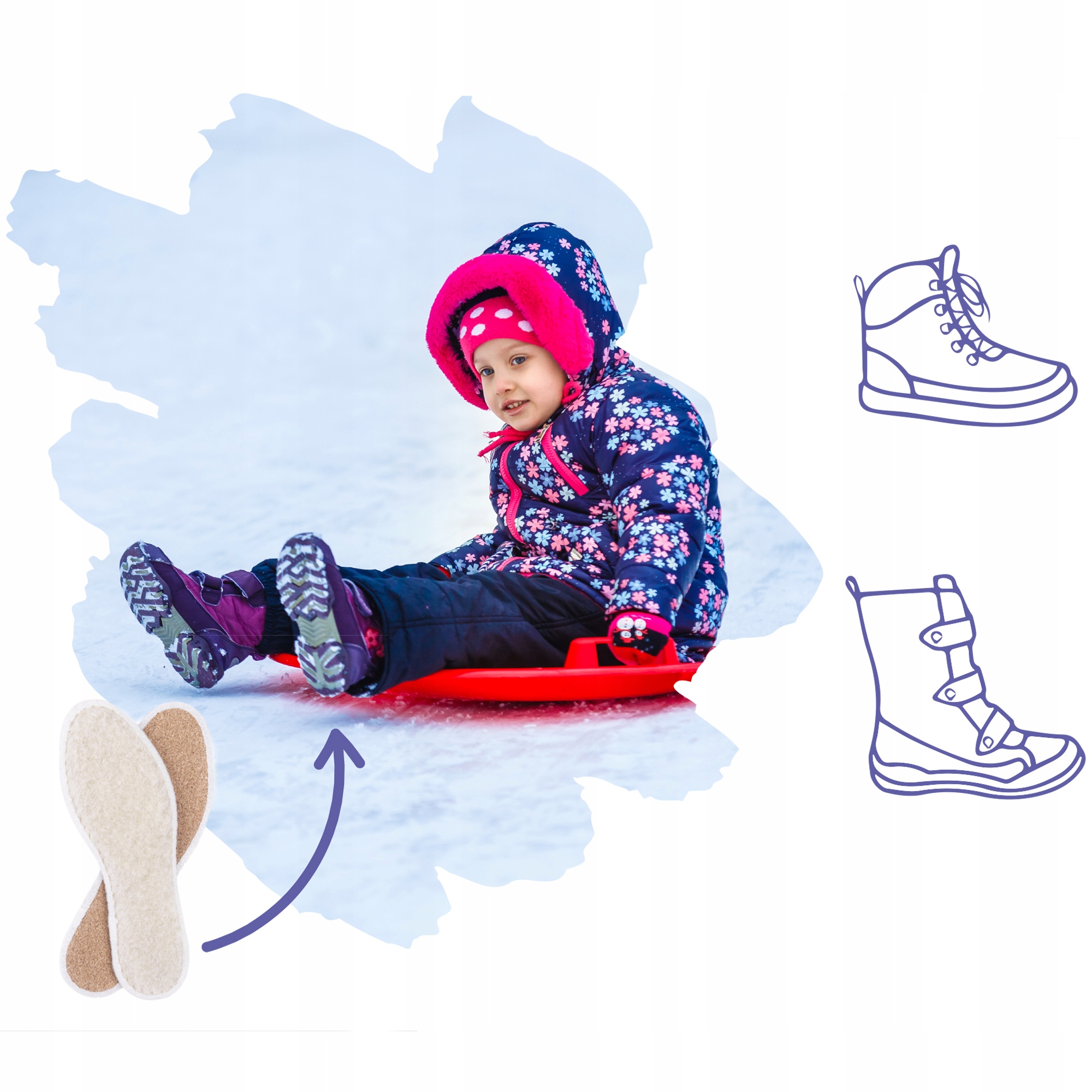 Wełniane wkładki zimowe do butów dziecięcych ciepłe grube komfortowe 30 Rozmiar 30