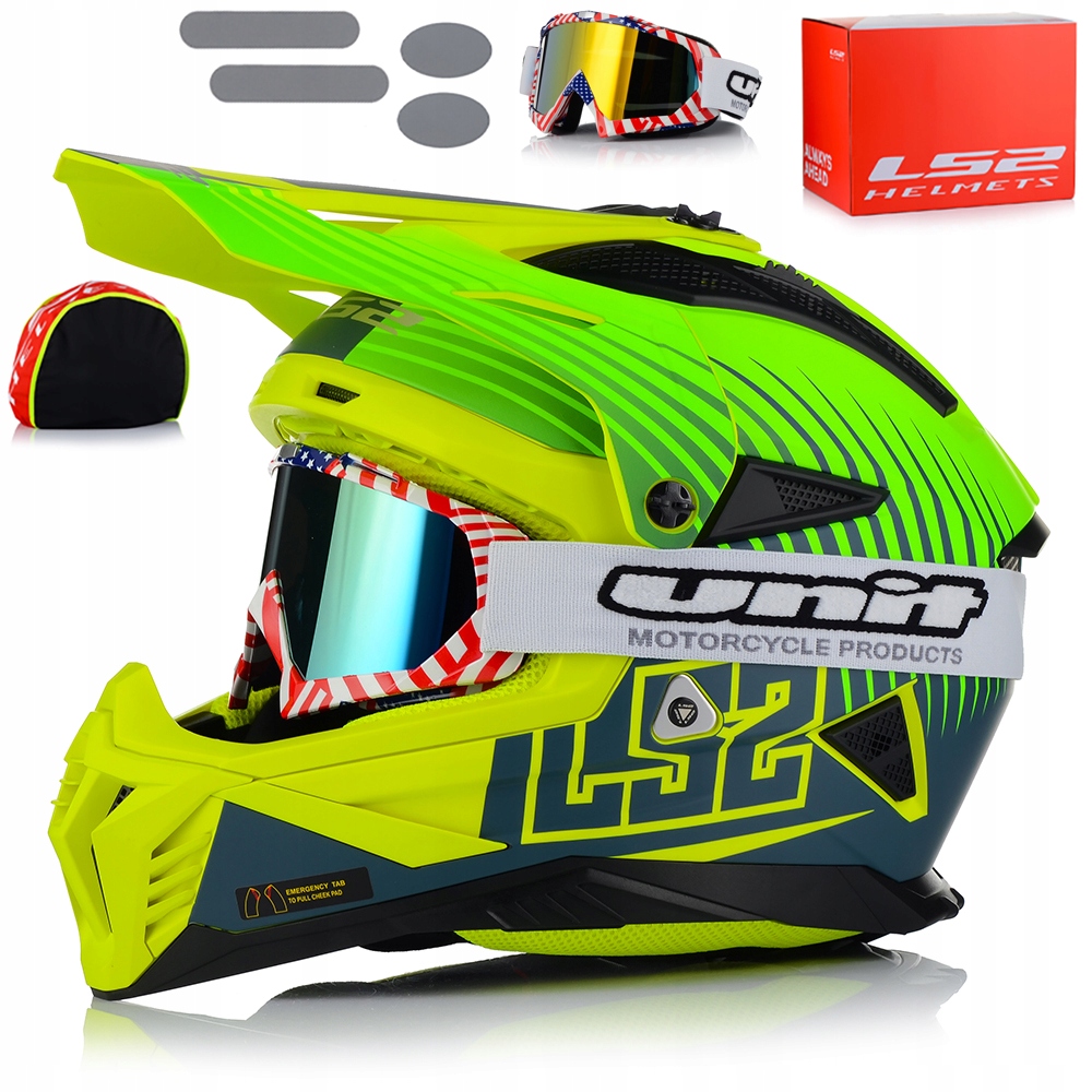 Motocyklová Prilba LS2 MX708 Fast II Duck Fluo Ľahká Enduro Cross Atv Okuliare