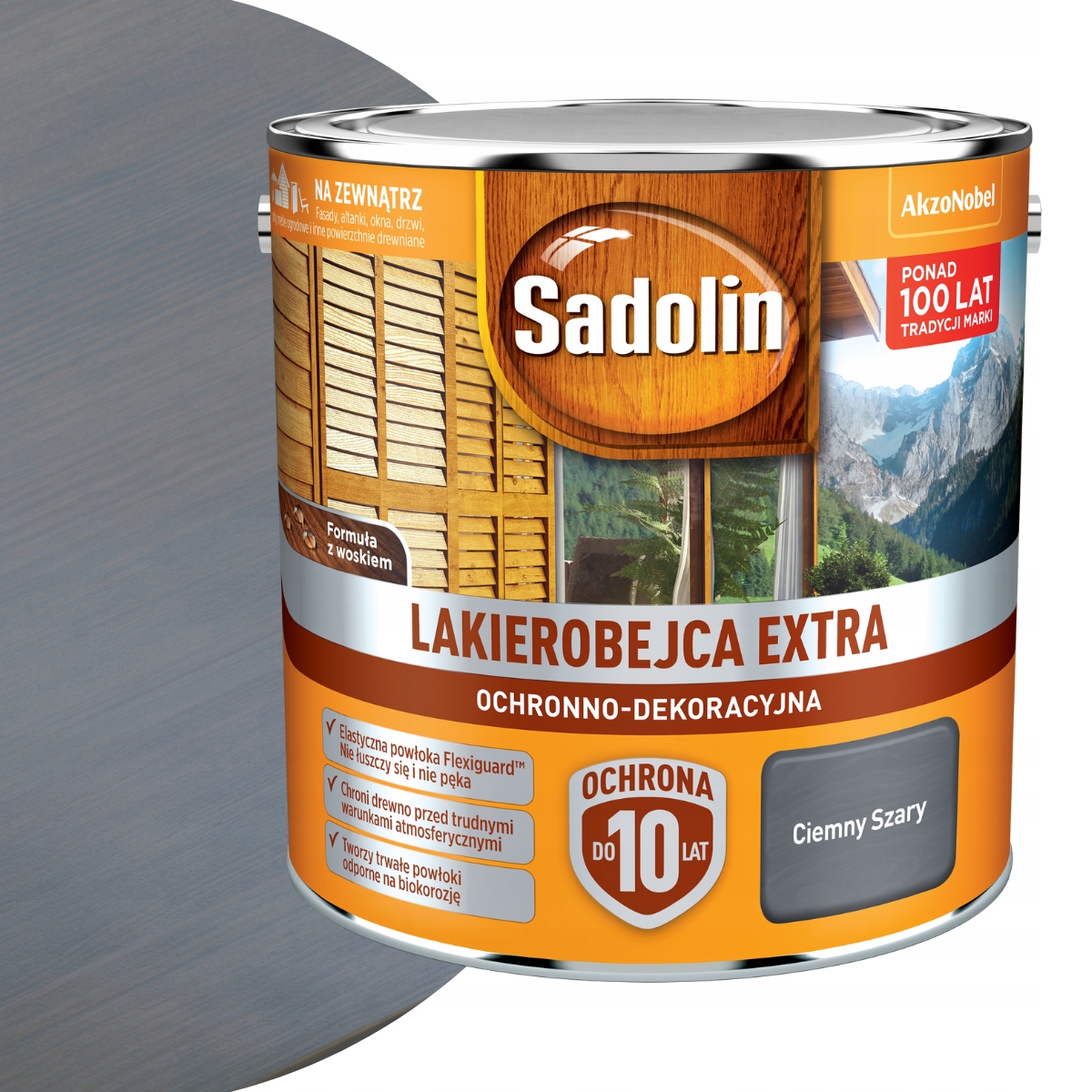 Sadolin Lakierobejca Extra Do Drewna 5L Ciemny Szary