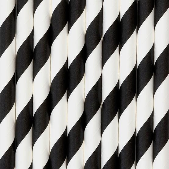 

Słomki papierowe paski czarne 10szt