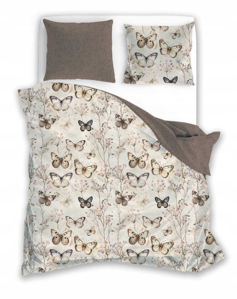 Pościel bawełniana Boho Motyle 140x200 70x90 cm komplet 2 częściowy