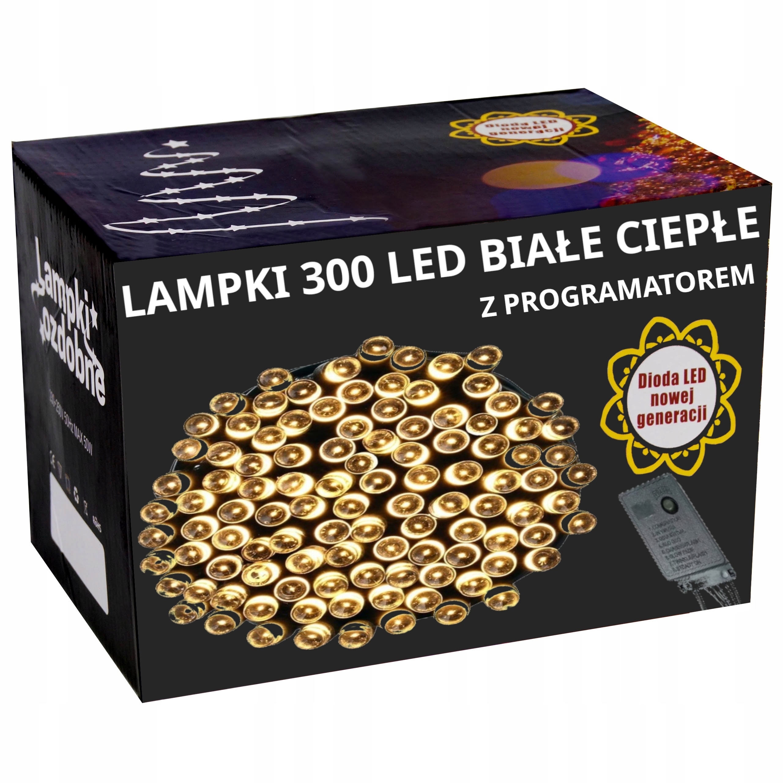 LAMPKI CHOINKOWE 300LED BIAŁE CIEPŁE 300SZT LAMPEK