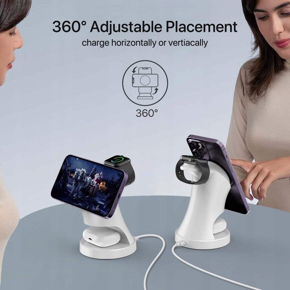 SHORT VERSION: 3W1 ŁADOWARKA BEZPRZEWODOWA DO IPHONE WATCH AIRPODS BIAŁA — miniatura 7