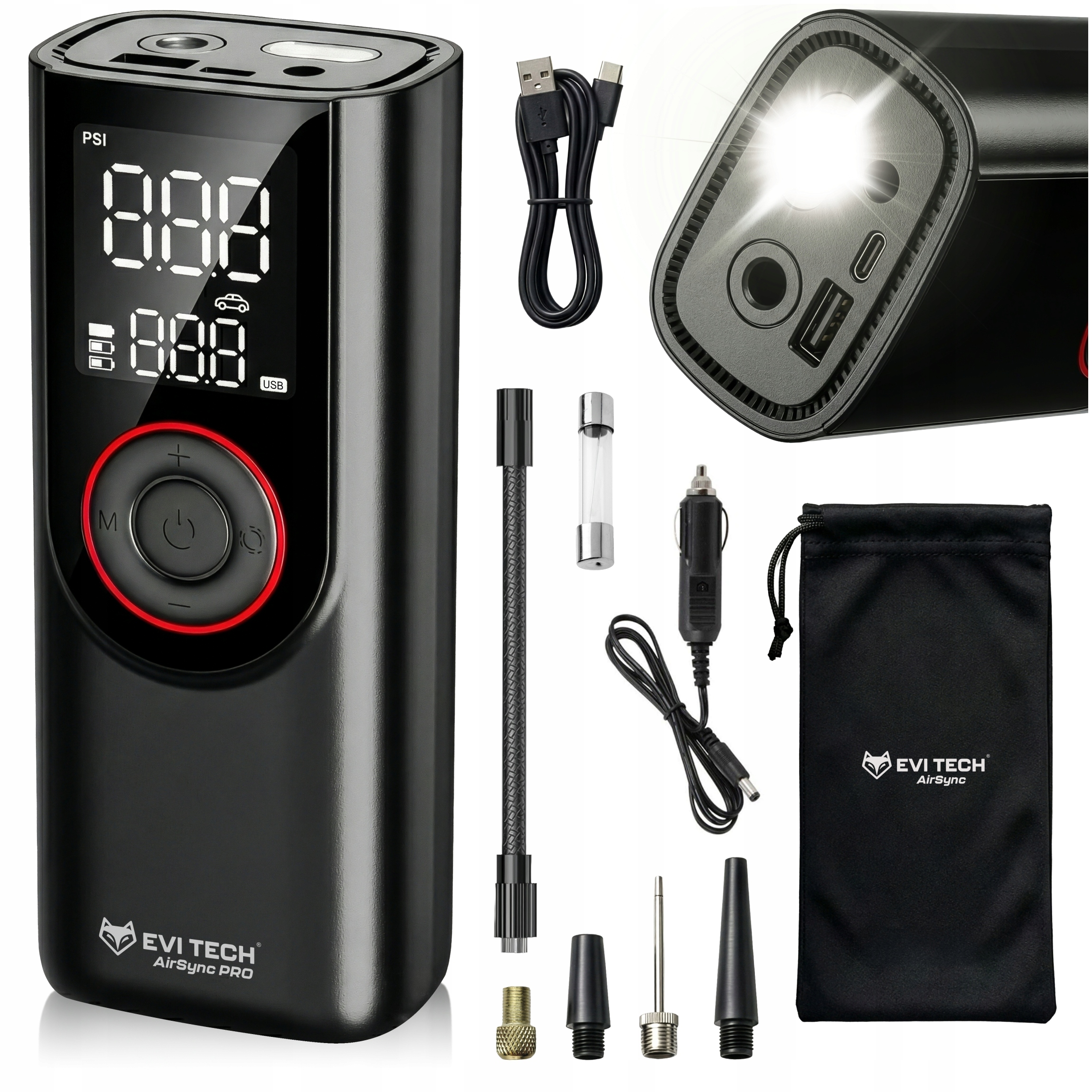 Kompresor Do Auta 12V 12BAR Elektrická Cyklistická Pumpa 7500 mAh Výkonná