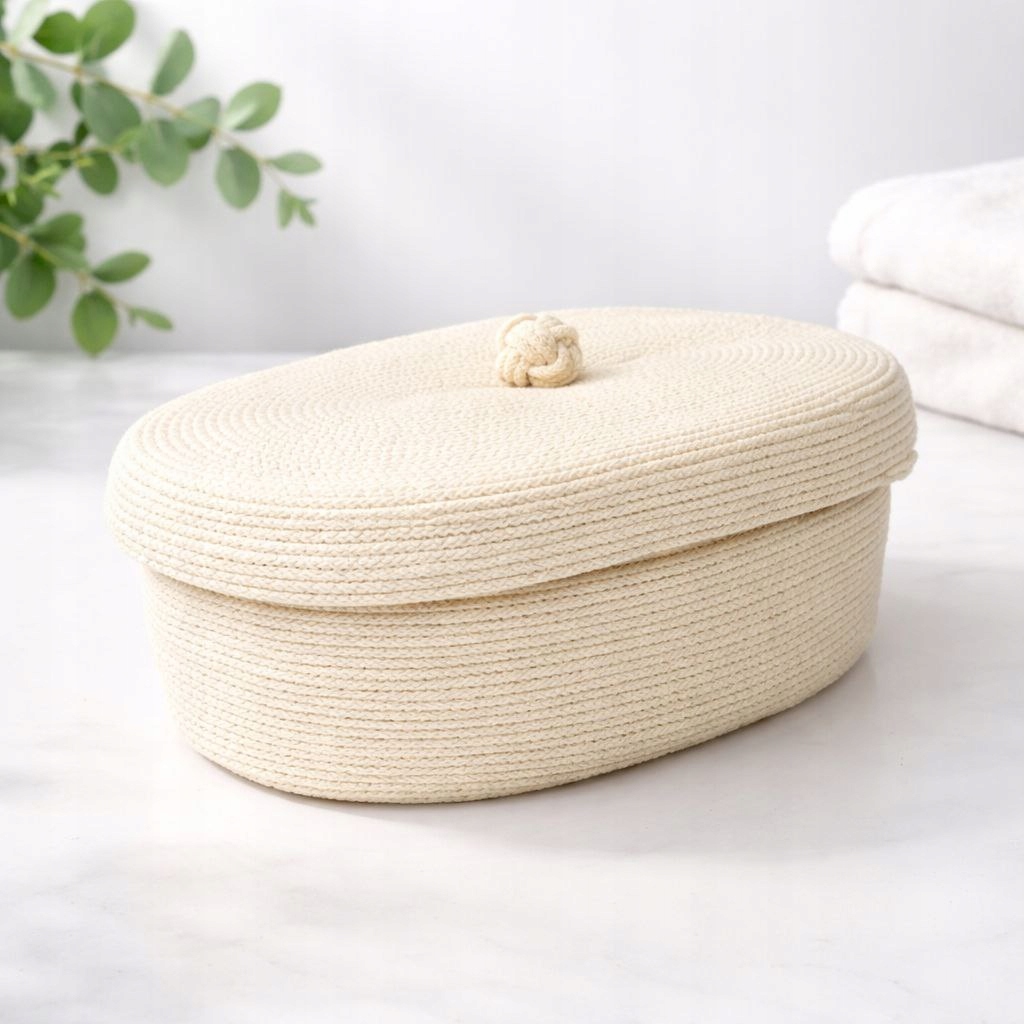 Bavlněný Košík S Víkem 29x18 Handmade Organizer Polska