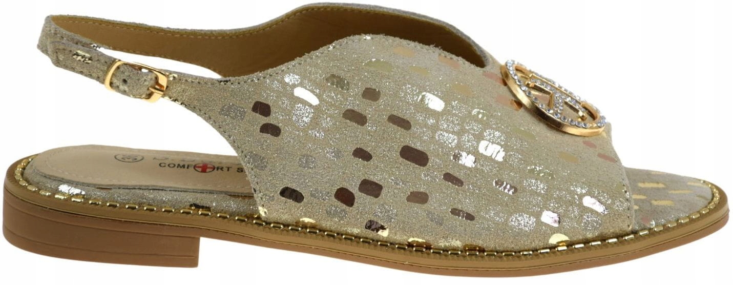 Zlaté dámské sandály elegantní a pohodlné na léto S.Barski KV51-094 VEL.36