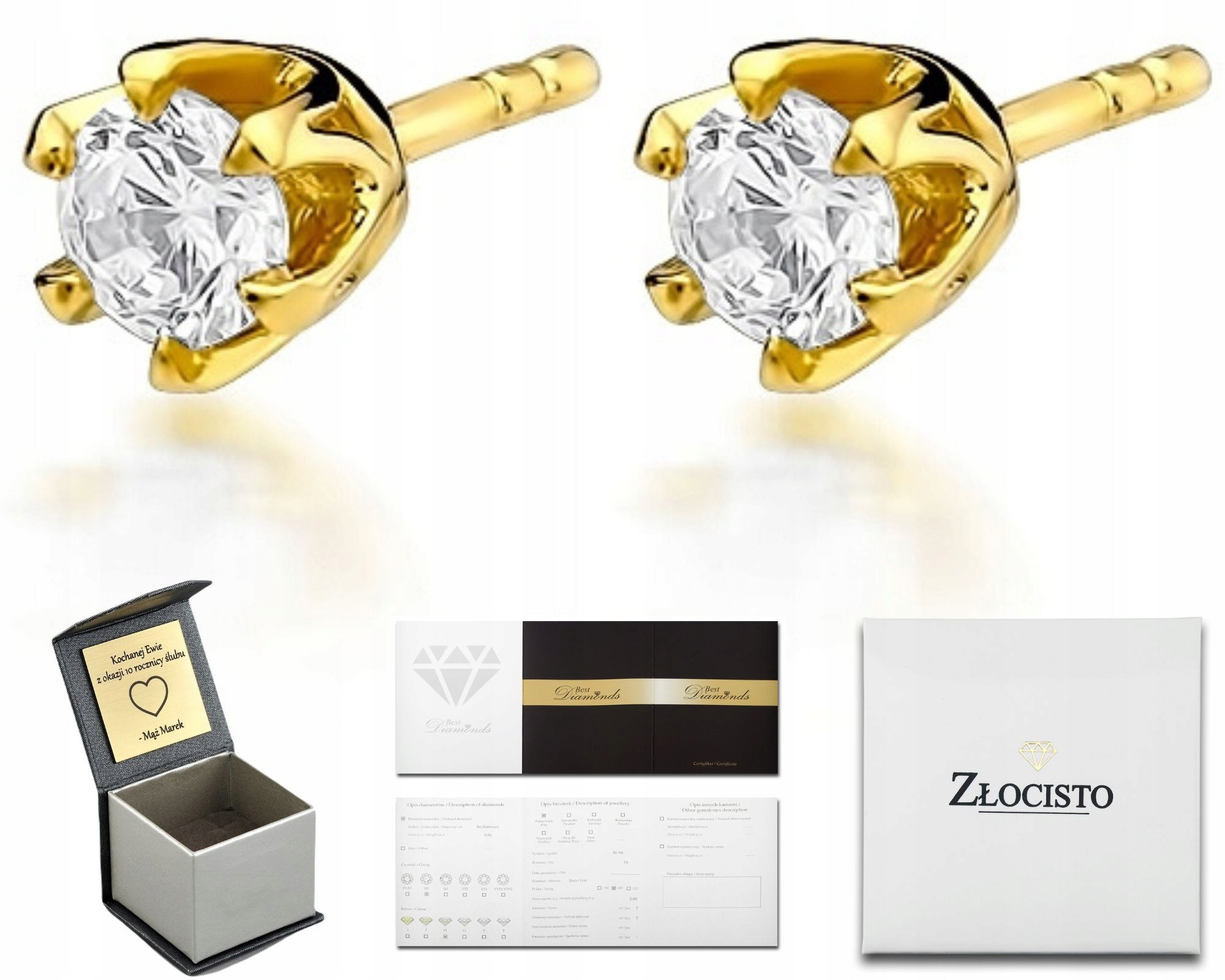 Zlaté Náušnice S Brilianty 0,60 Ct Šrouby