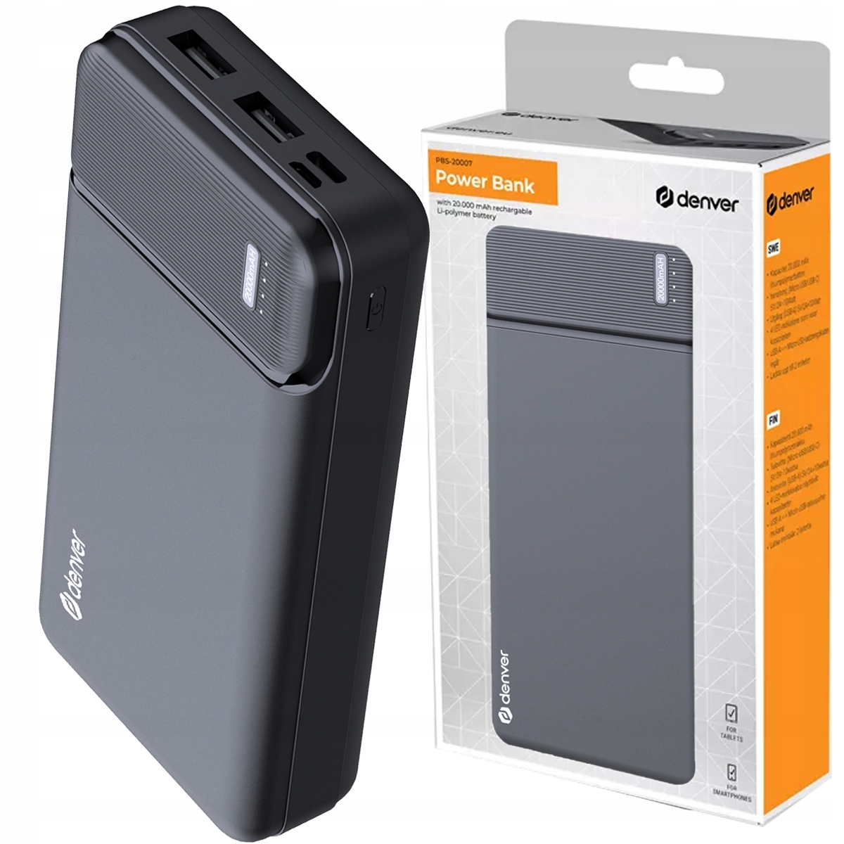 Denver Powerbank 20000 mAh z kablem PBS-20007