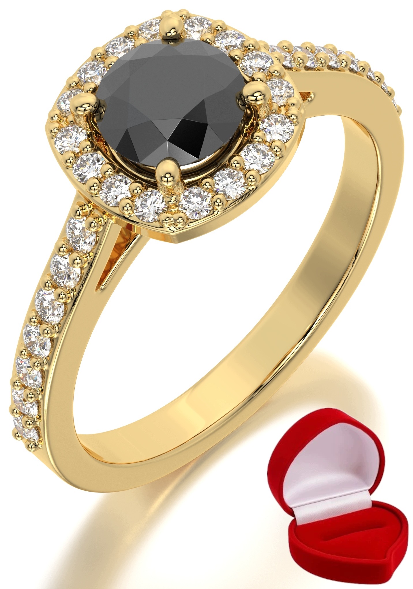 Zlatý Prstýnek 585 14k Černý Briliant 0,70 ct R0