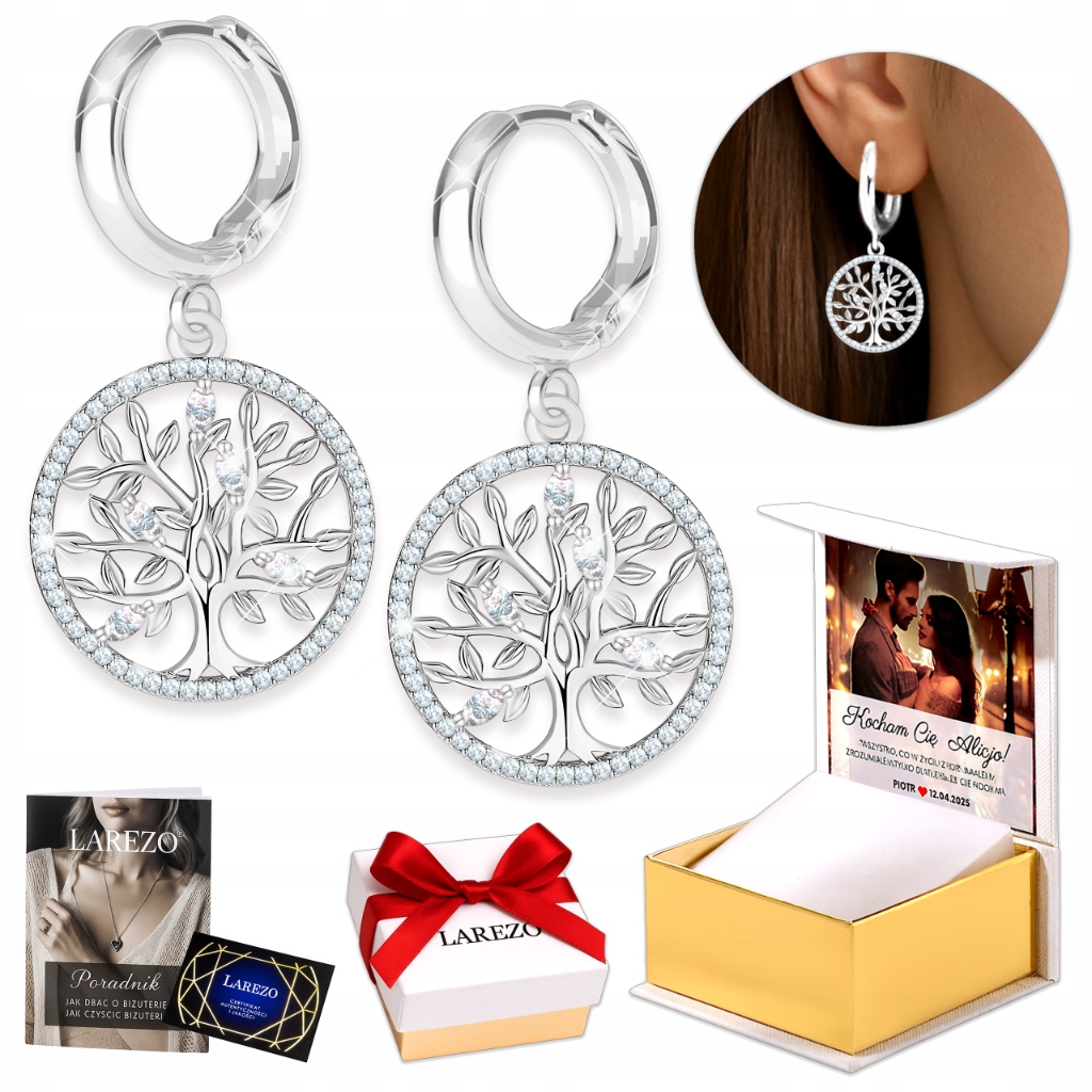 Stříbrné Náušnice 925 Velká kolečka Stromy života Štěstí s zirkony