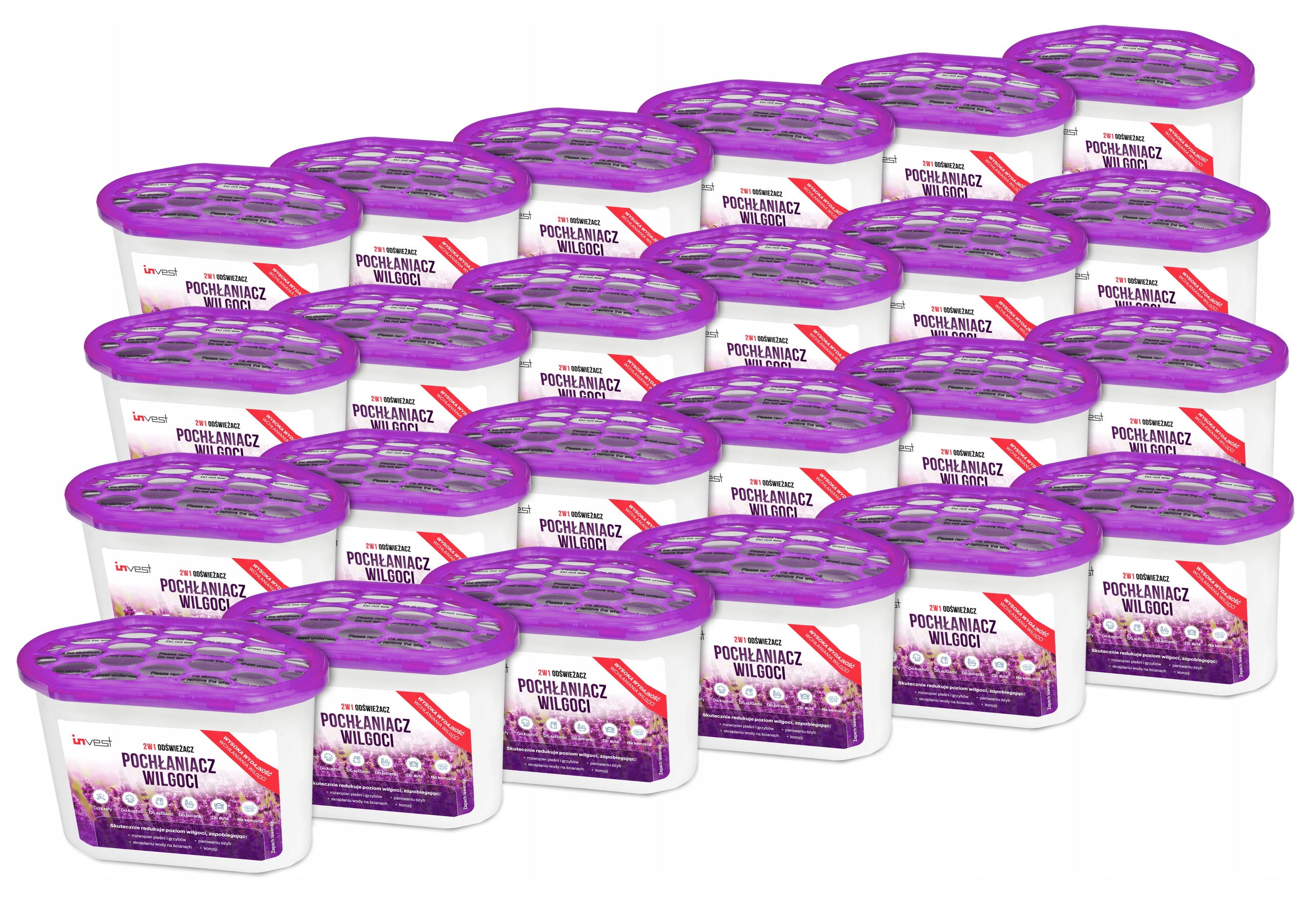 24X Odvlhčovač Vzduchu Pohlcovač Vlhkosti Invest 230 g Levandulová Vůně