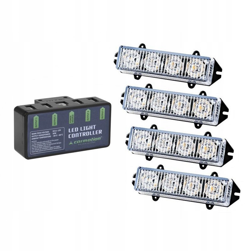4x STROBOSKOPOWA LAMPA LED POMARAŃCZOWA POMOC LAWETA 12V KOGUT Z PILOTEM Producent części Carmotion