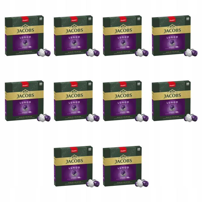 Jacobs Lungo Intenso 8 Kawa mielona w kapsułkach 20 szt, 104 g X10