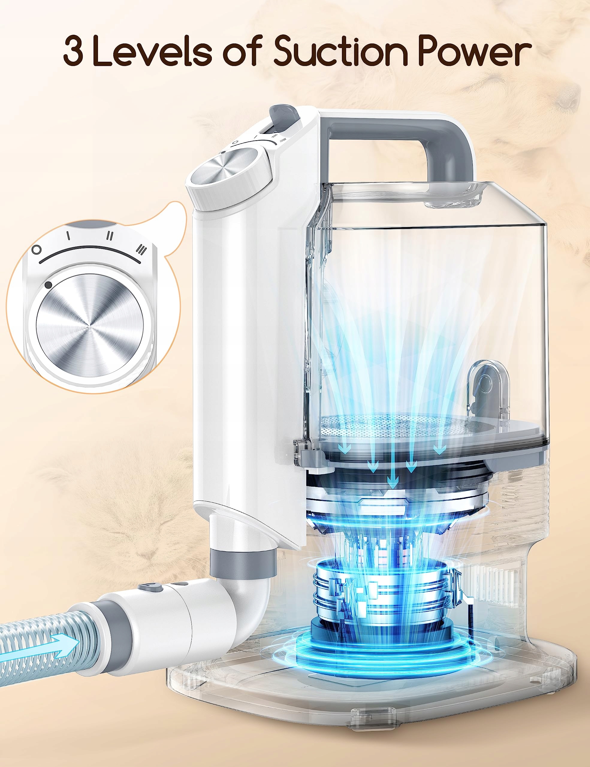 MEOWANT Cicha Maszynka Do Strzyżenia Zwierząt Z Odkurzaczem 3,2L — miniatura 4