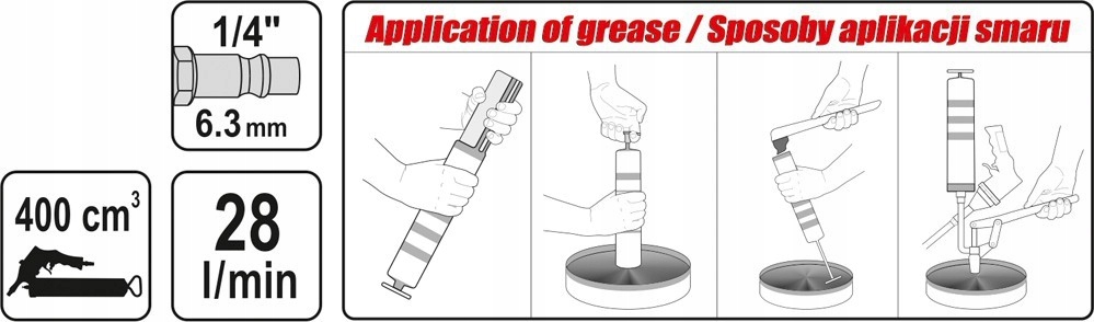 YATO SMAROWNICA PNEUMATYCZNA TOWOTNICA TAWOTNICA 400ML Kod producenta YT-07055