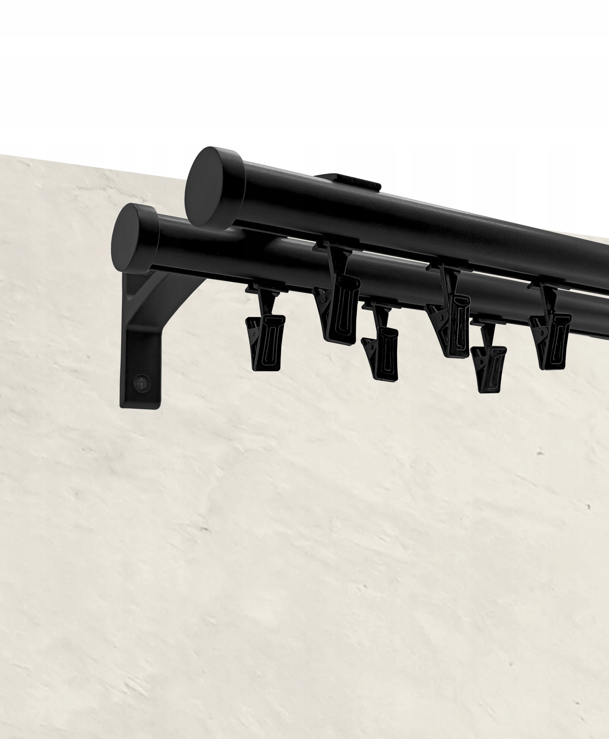 KARNISZ SZYNOWY ALUMINIOWY 20+20mm CZARNY 250cm LUNA żabki Kolor czarny