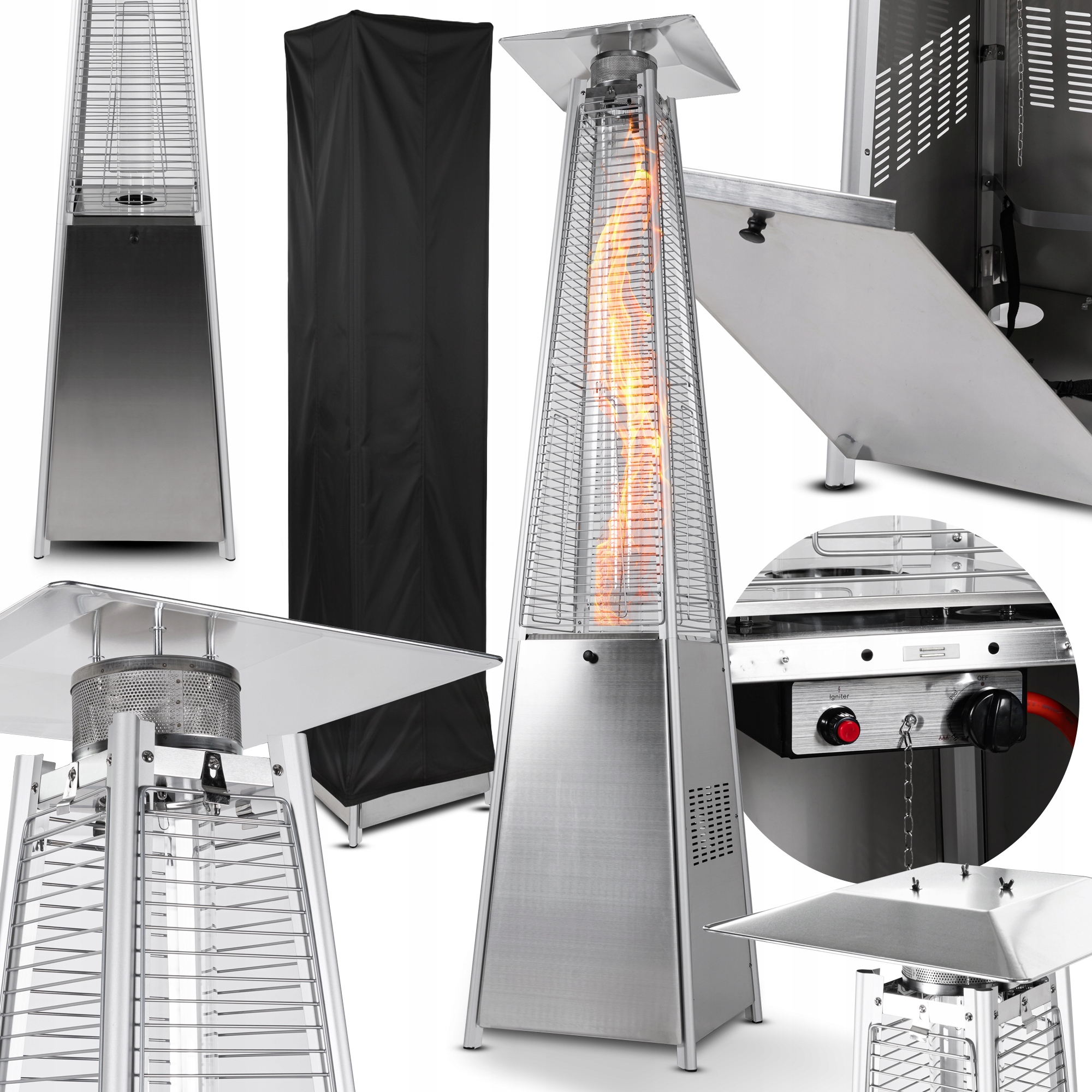 Terasový Radiátor Pyramída Vykurovací Dáždnik Steelhome 13KW Propánový Obal