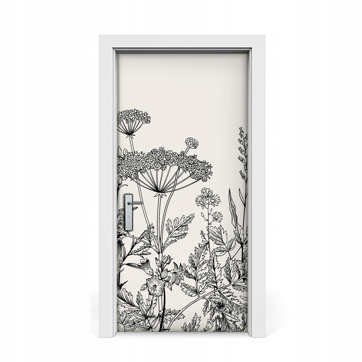 

Naklejka na drzwi Polna łąka czerń i biel 95x205