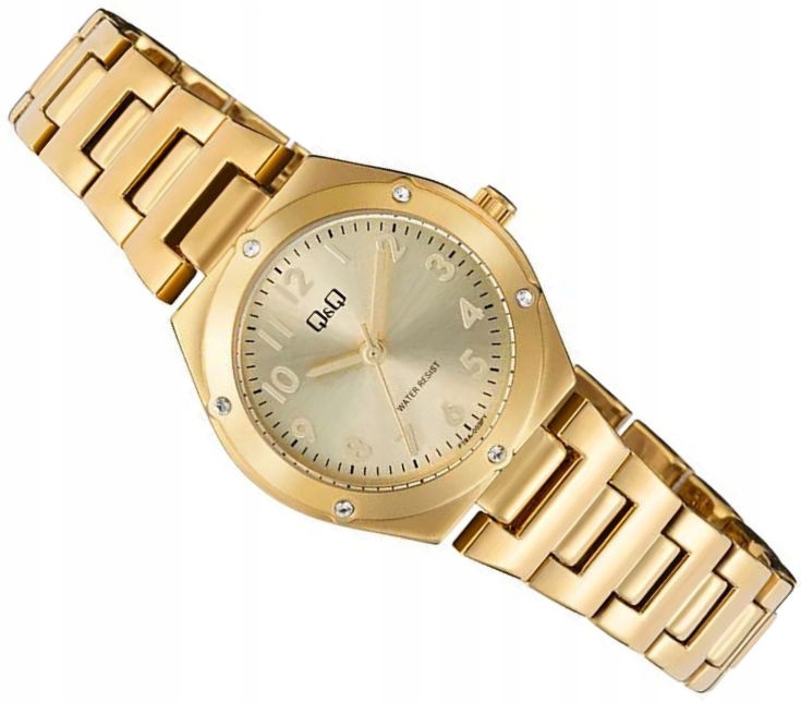 Dámské Klasické Zlaté Hodinky Q&q F19A-003P 28 mm Zirkony