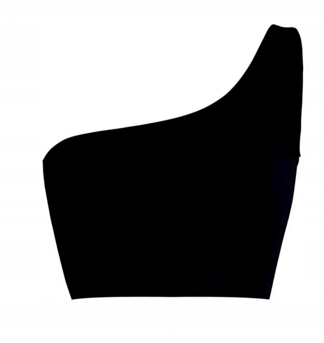 CZARNY TOP TOPIK krótka BLUZKA na JEDNO RAMIĘ odkryte ramiona S/M Linia regular