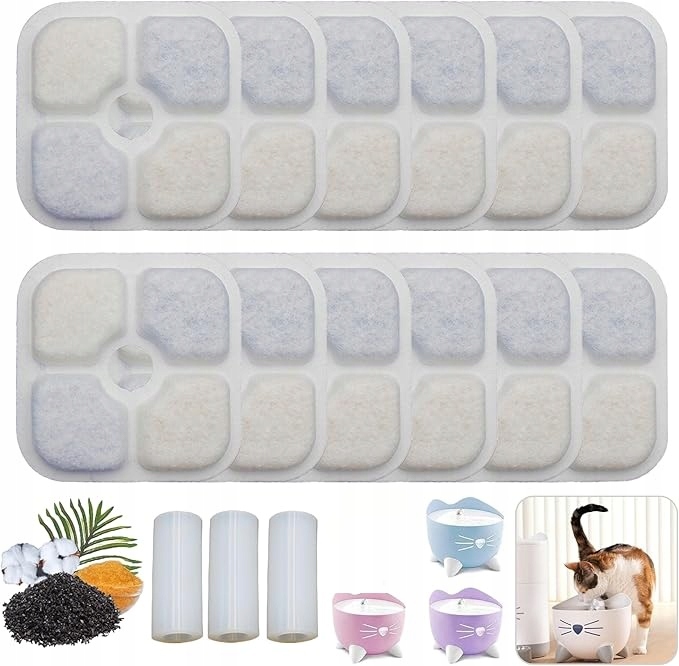 12 Ks Vyměnitelné Filtry Napáječka Fontány Catit Pixi Pro Kočky 8,5cm Set