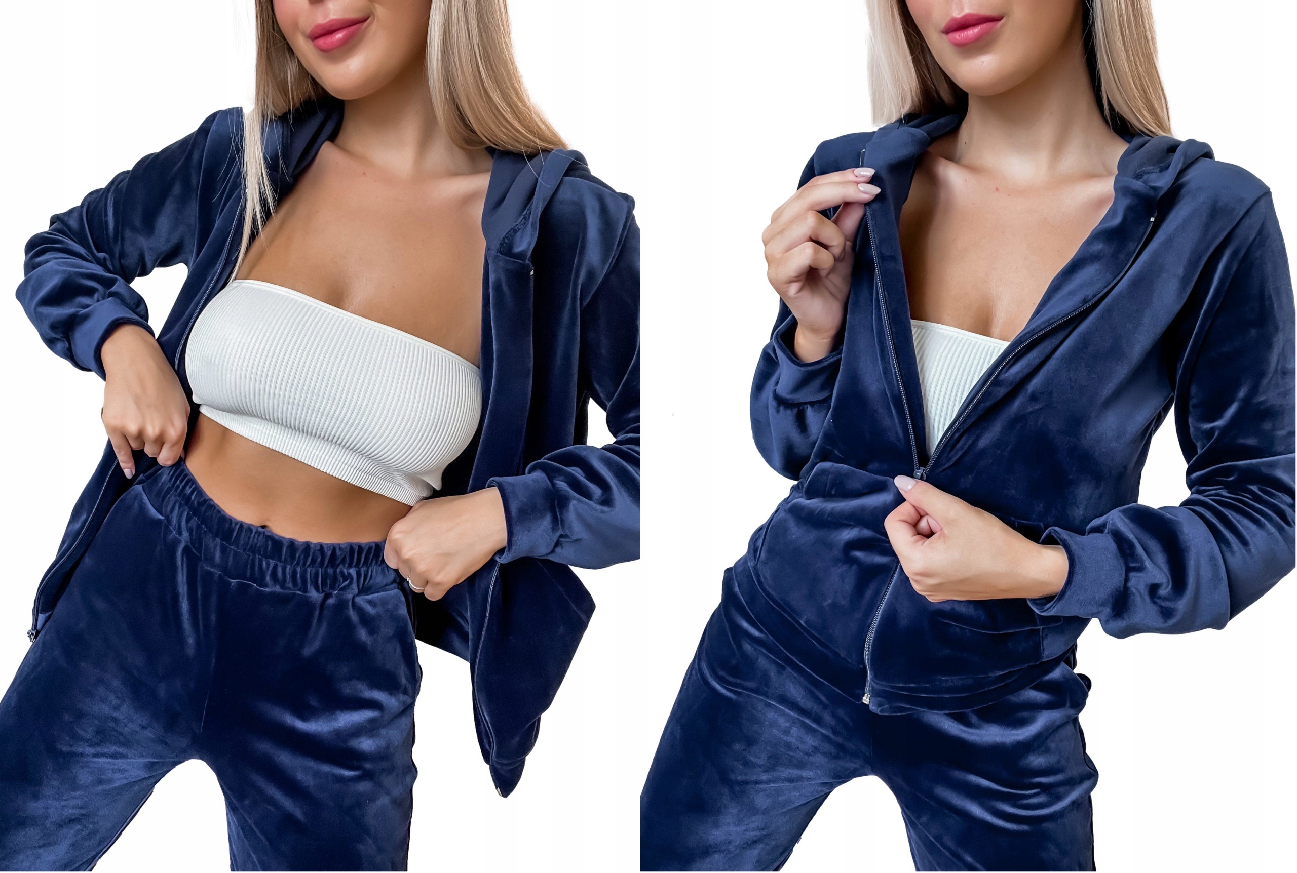 

Welurowy Komplet Dresowy Spodnie Bluza Rozpinana X