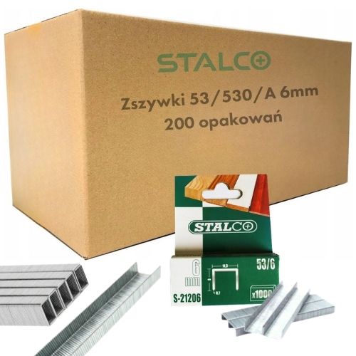 Sada 200 balení x sponky 53/530/A 1000 ks 6 mm pro sešívačky a takery