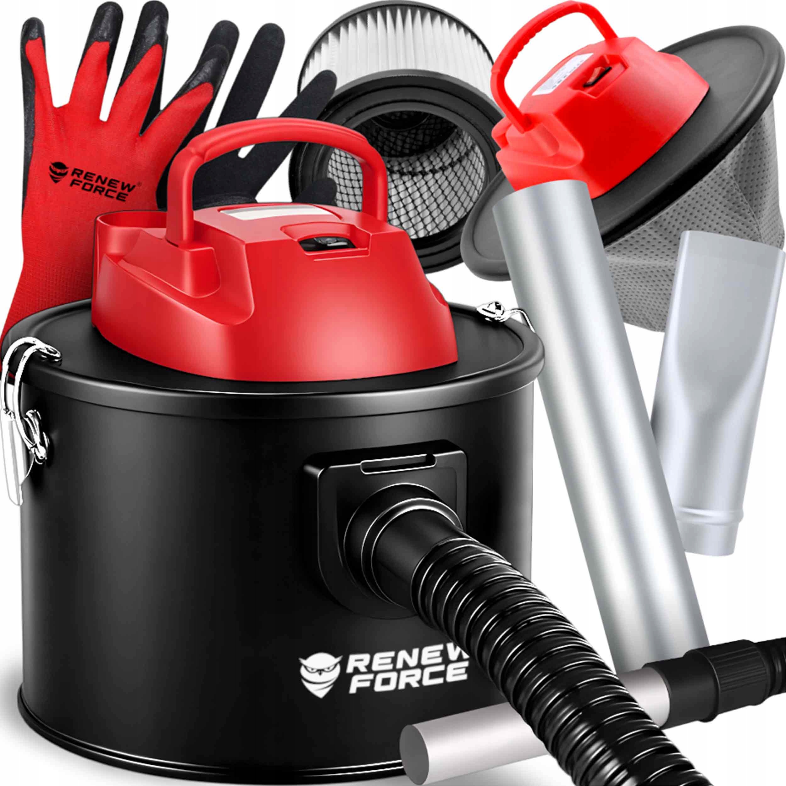 Odkurzacz Przemysłowy Bezworkowy do Kominka Popiołu Rękawiczki Filtr 10l