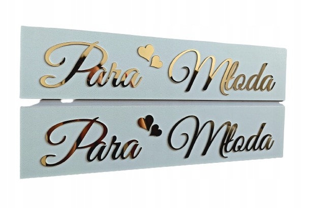 Tablice do auta ślubne ZŁOTE Para Młoda x2