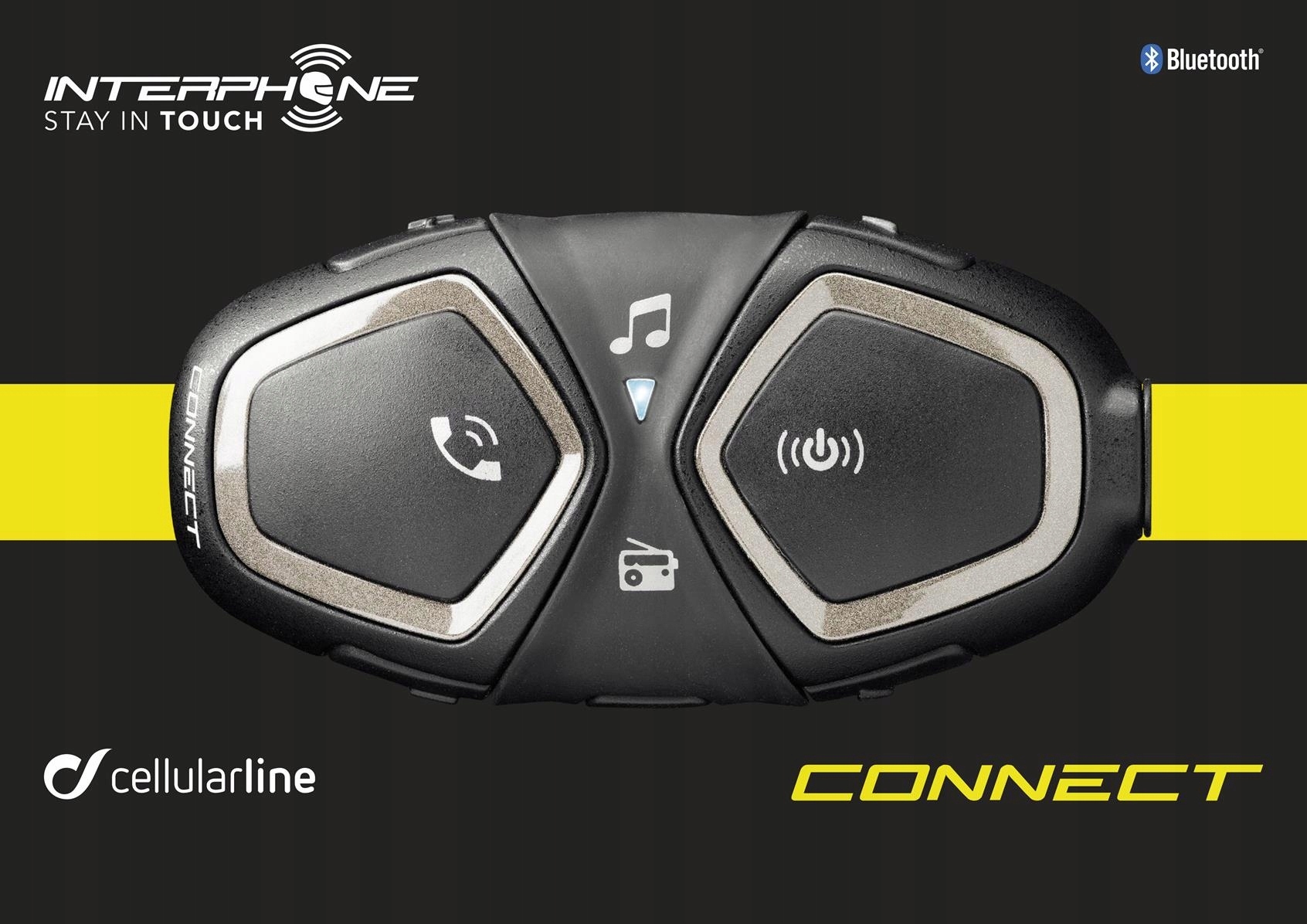 INTERKOM Cellularline INTERPHONE 2 centralki BT Additional Functions mp3 player navigation pairing phone pairing FM radio voice dialing