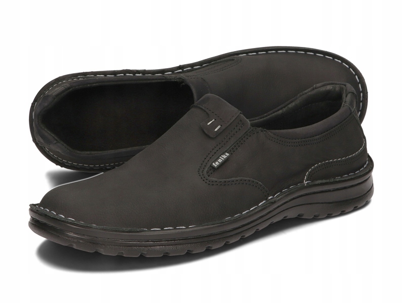 MOKASYNY PÓŁBUTY MĘSKIE SKÓRA 270/CZN CZARNY 43 Oryginalne opakowanie producenta pudełko