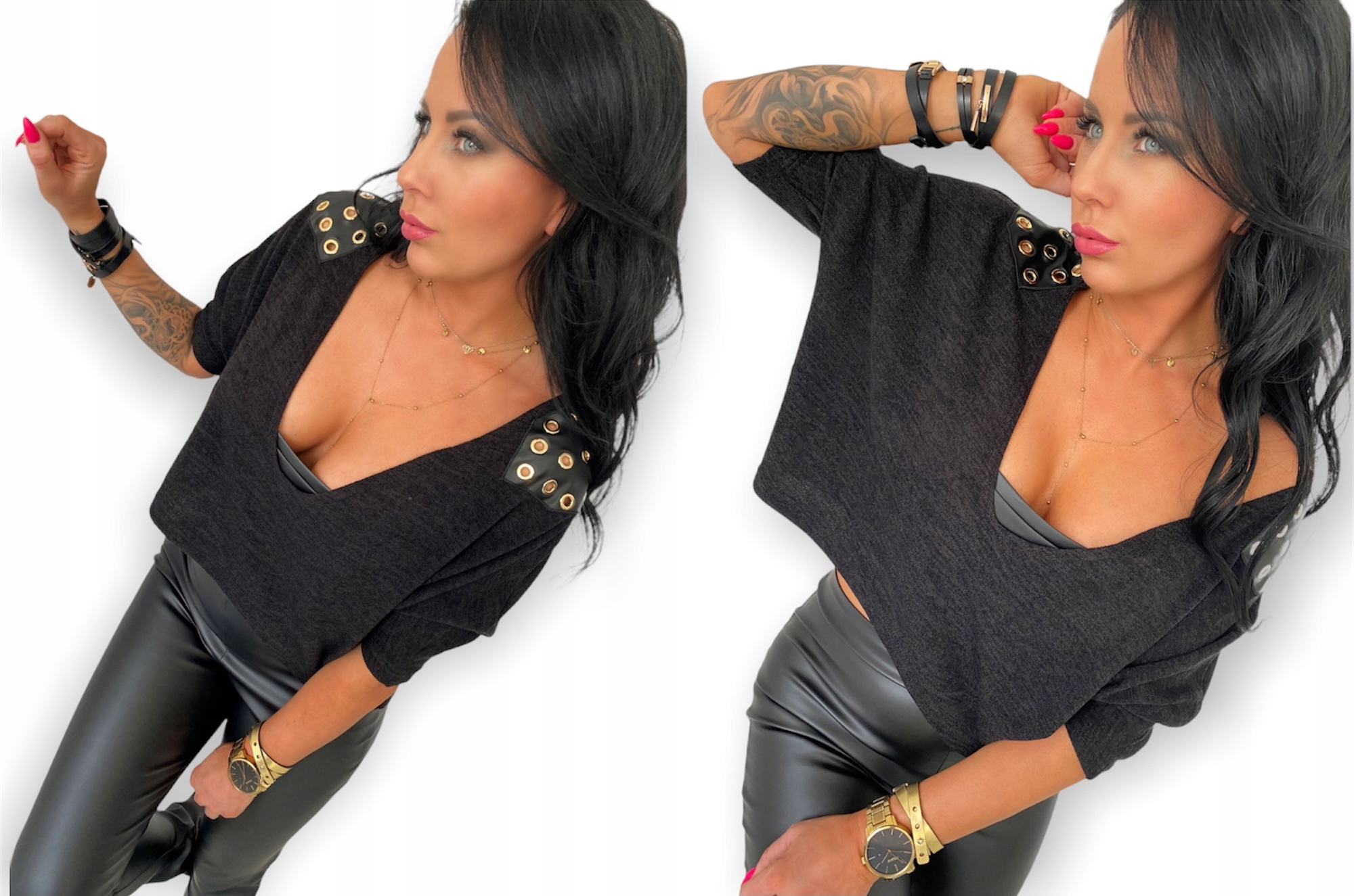 LipMar Krátká halenka sexy výstřih pagon L/XL