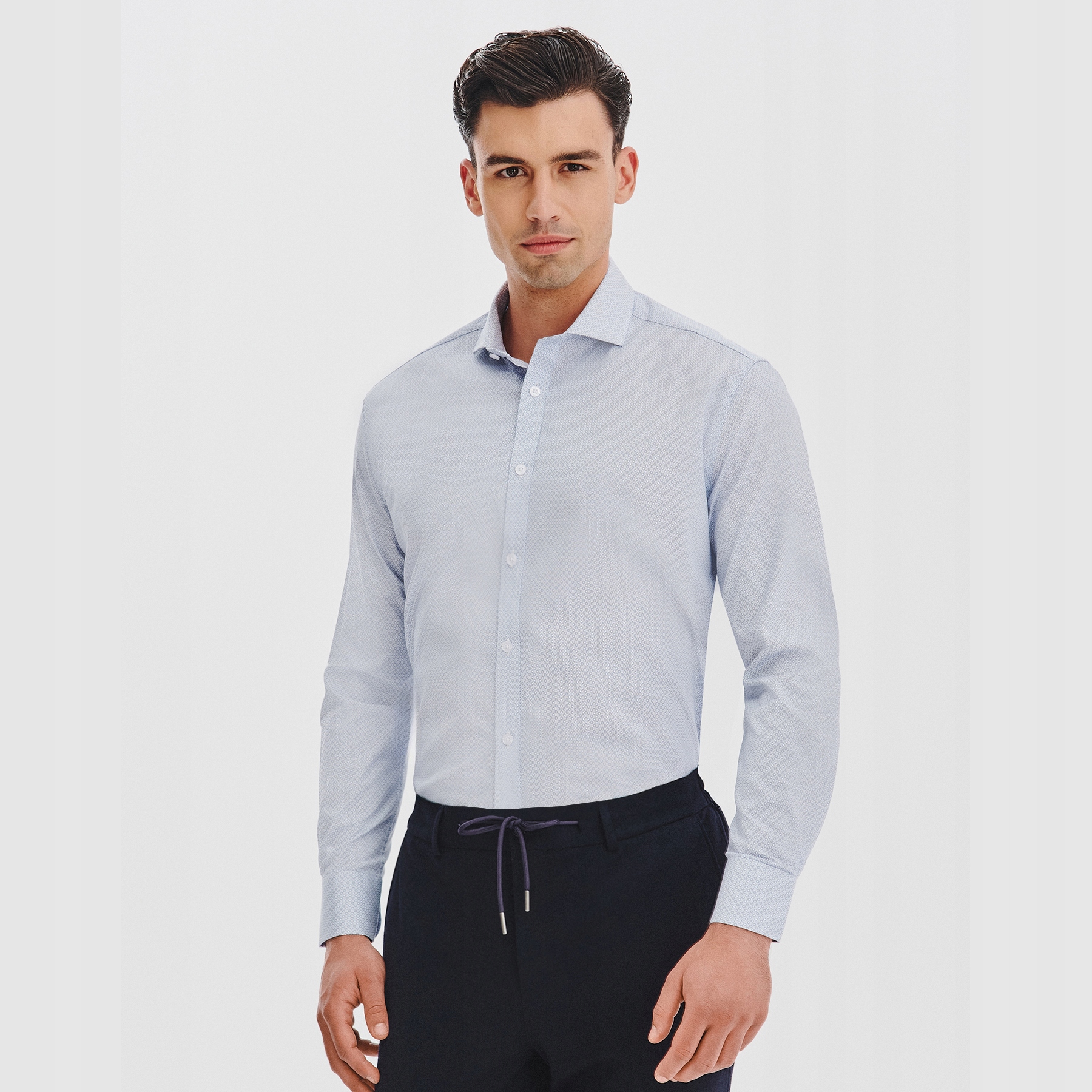 Modrá pánská košile Regular s geometrickým vzorem Pako Lorente vel L