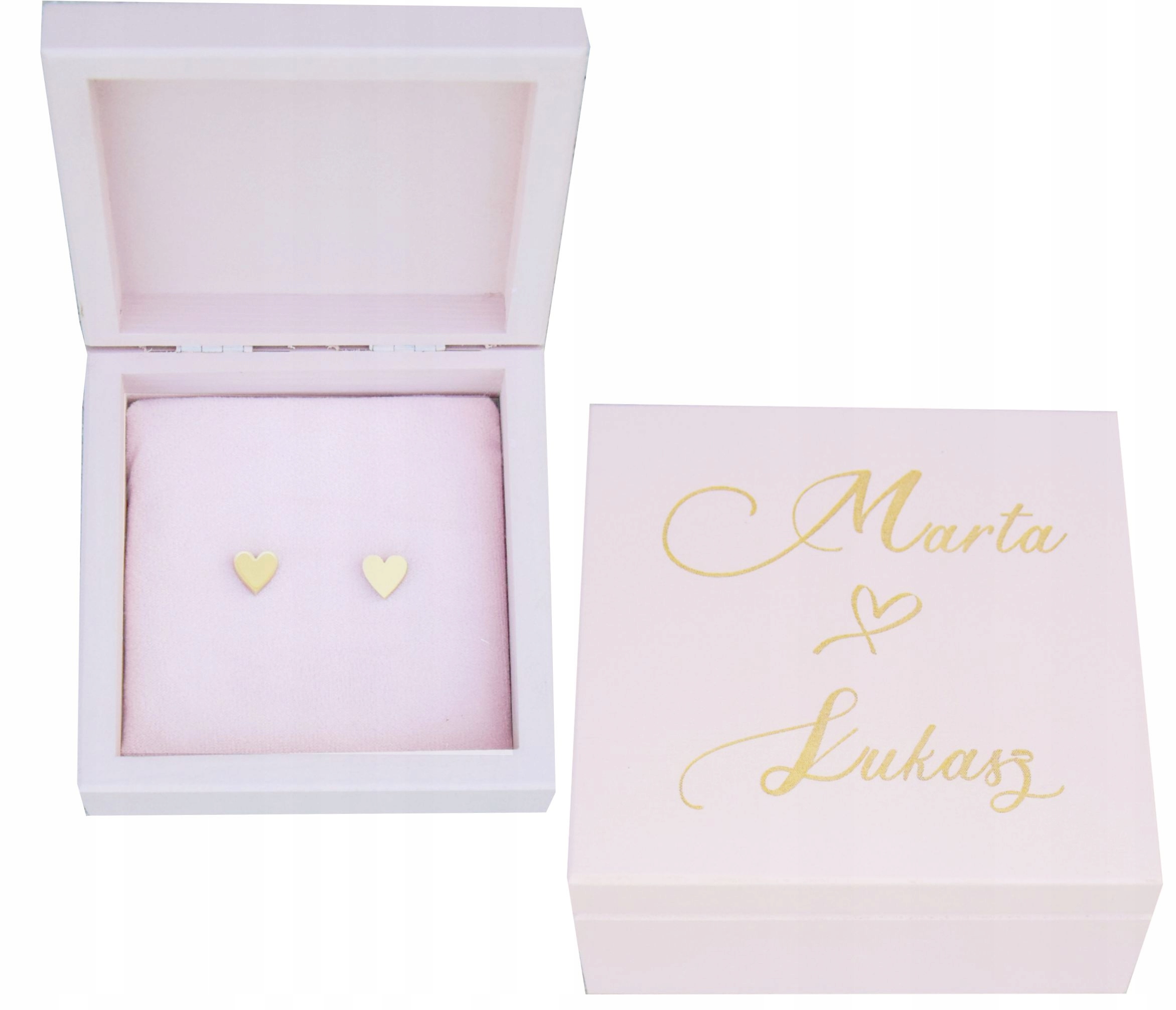 

Pudełko na obrączki Ślub grawer Pudrowy róż grawe