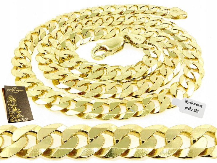 Stříbrný Řetízek Pánský 925 Zlacený Pancr 10,5 MM Plný 55 CM Gravírování