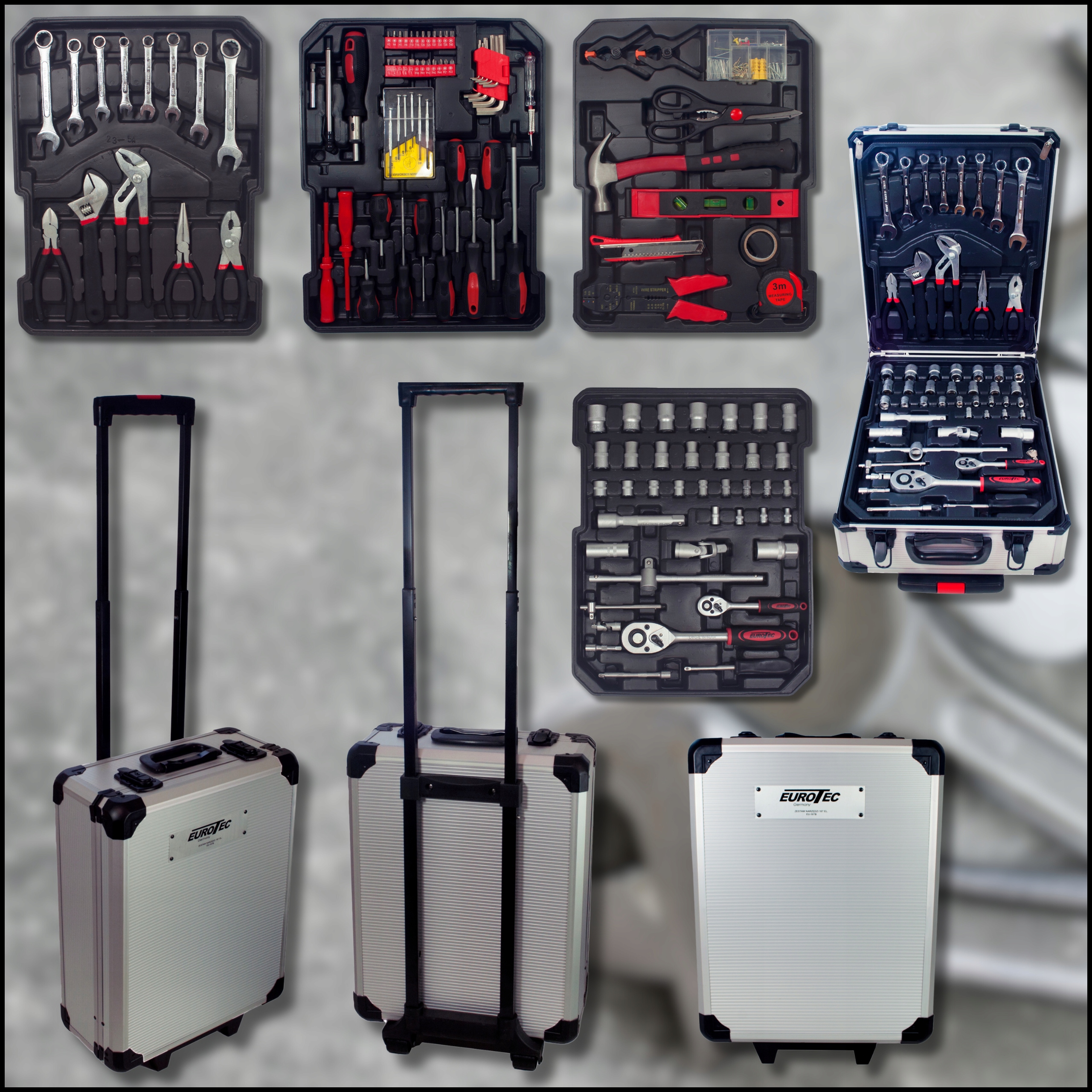 DUŻY ZESTAW NARZĘDZI KLUCZY 263 EL WALIZKA NARZĘDZIOWA KLUCZE I ELEMENTY Kod producenta HD EU-187B