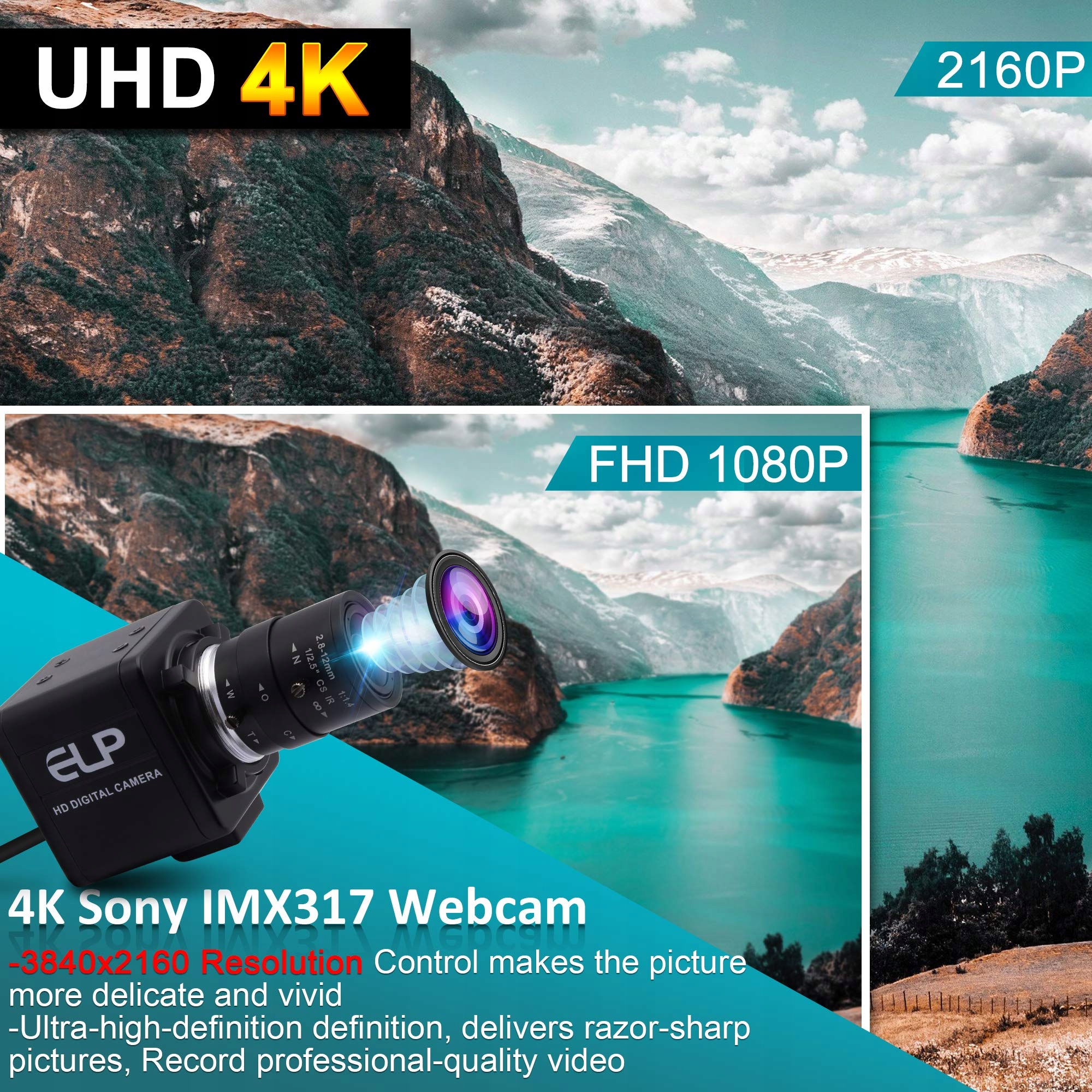 ELP Kamera 4K Ultra HD USB z Zoomem 5-50mm do Wideokonferencji — miniatura 2