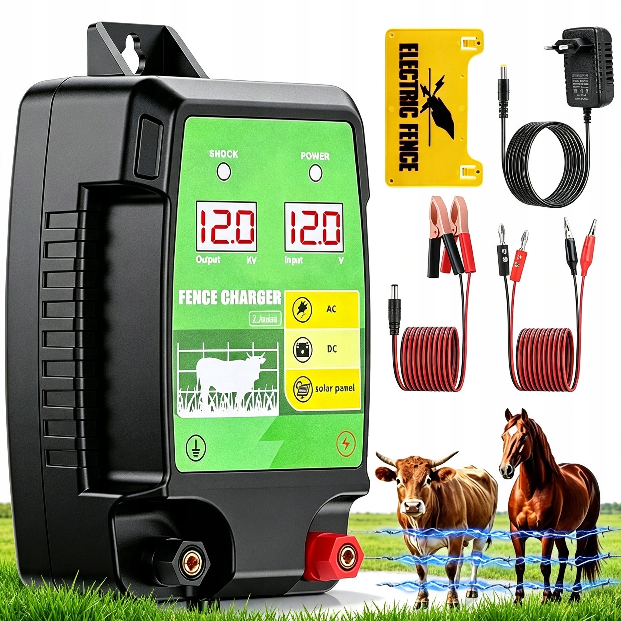 Elektrický Pastuch Elektrizátor Led 1.5J-2J Voděodolný Oplocení 15KM