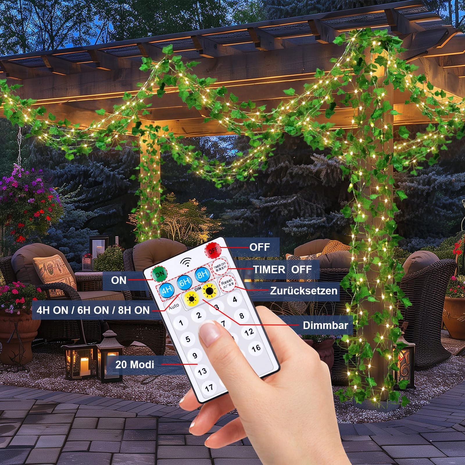 STARRYEVER Girlanda LED 20M 200 Sztuk Solarna USB Zewnętrzna Do Ogrodu — miniatura 3