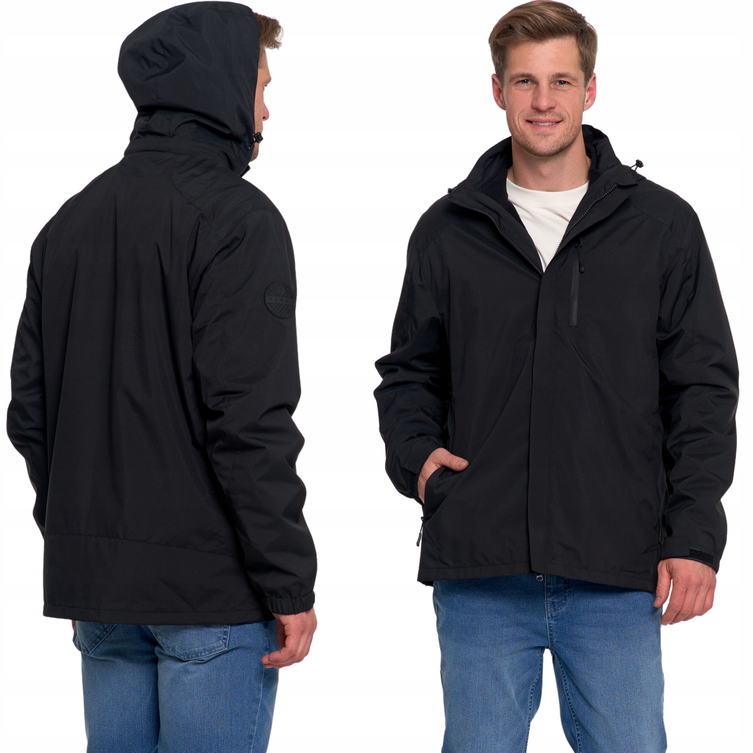 Pánská větruvzdorná nepromokavá bunda s odnímatelnou kapucí a Kapuce Moraj M