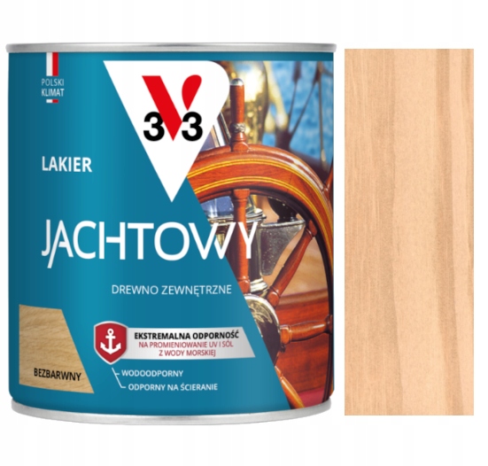 V33 Lakier Jachtowy Do Drewna odporny na ścieranie Bezbarwny 2,5L