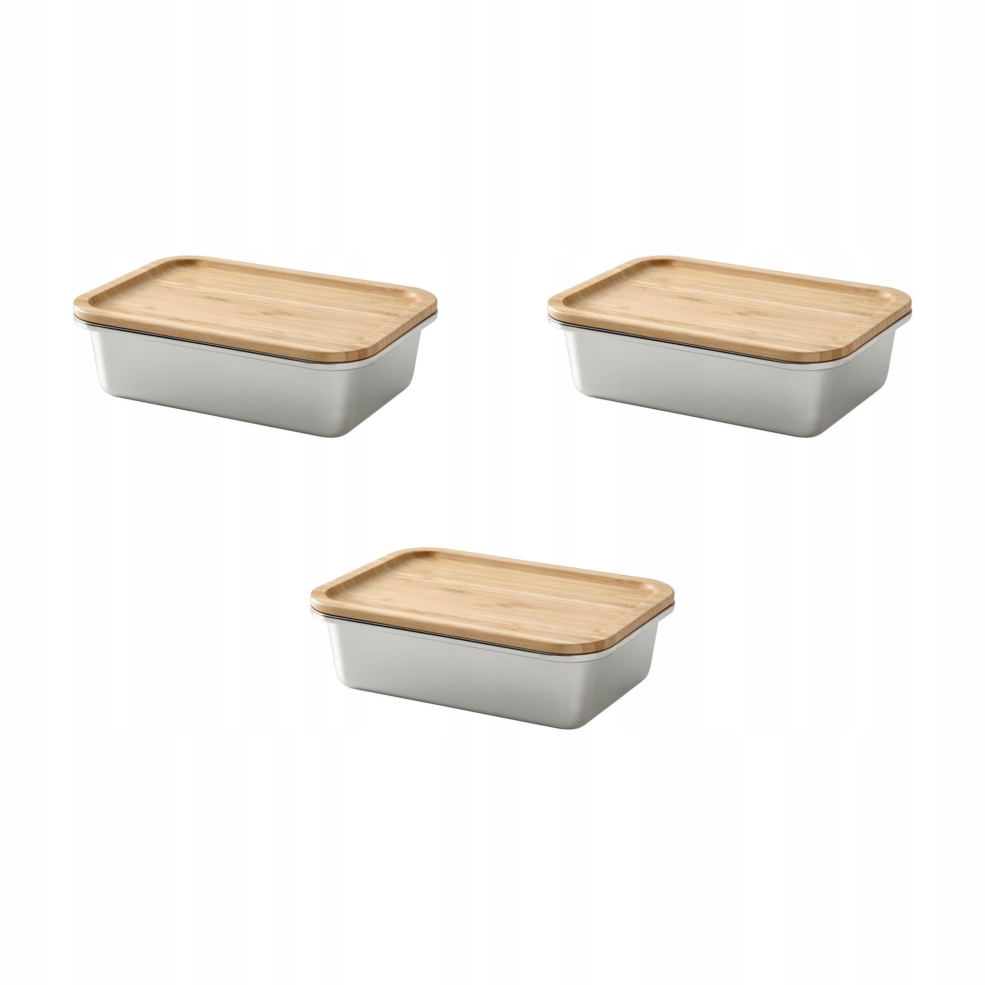 3 ks Nádoba na potraviny nerezová ocel bambus 1.0 l Ikea 365+