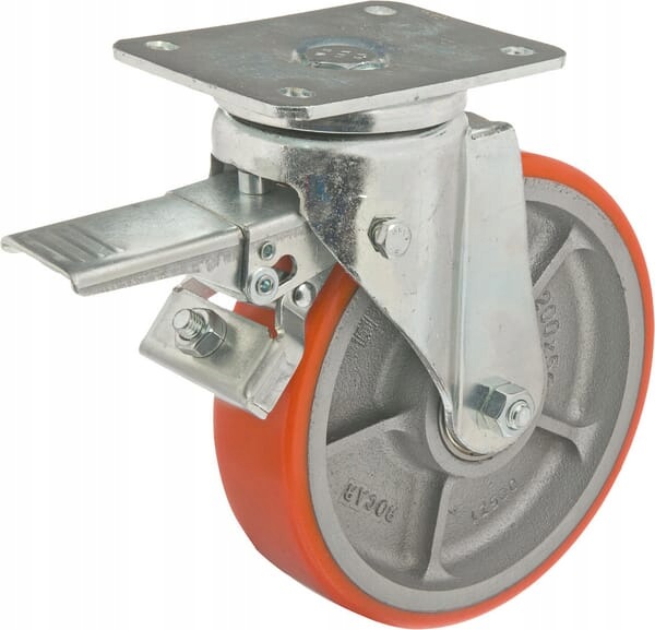 Otočné kolo pro těžké náklady s ložiskem a brzdou, Pu, 200 mm WH700P200