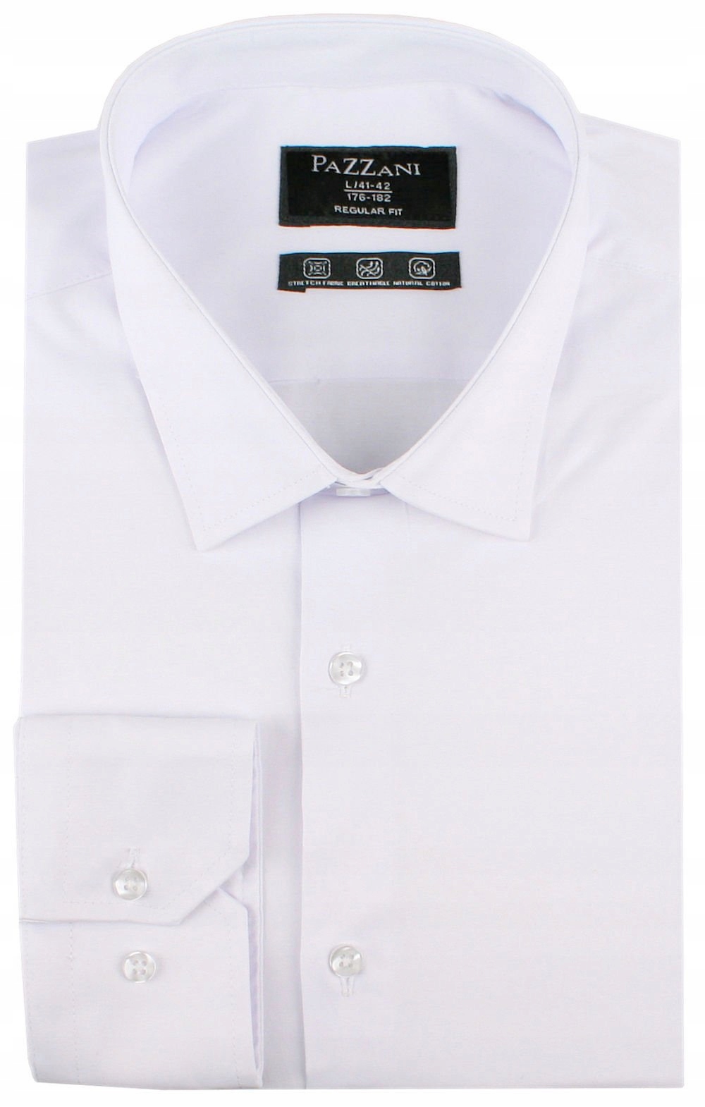 Jednobarevná bavlněná košile s jednoduchým střihem bílá 48/176-182