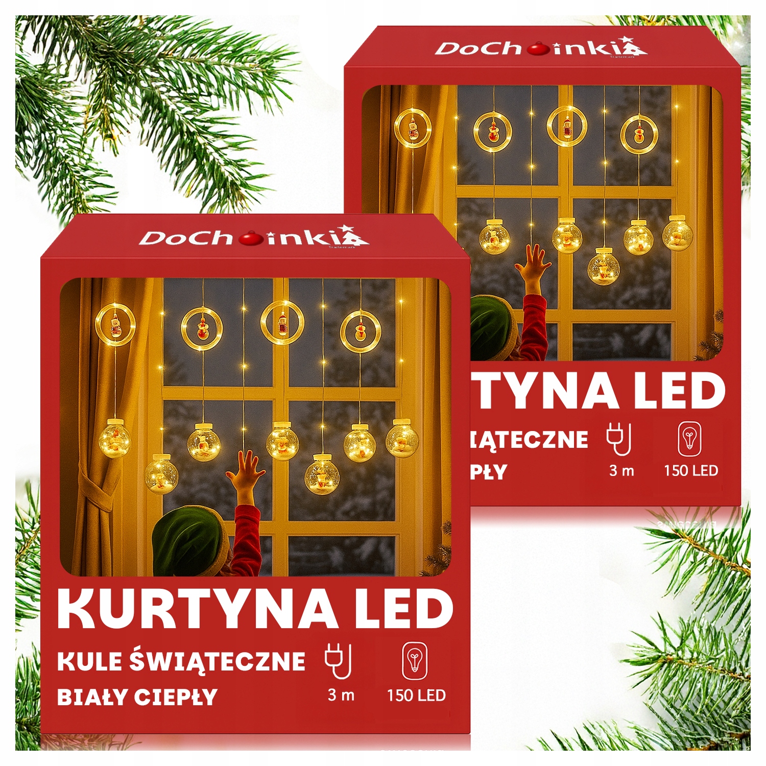 2 x Světelný Závěs 150 Led Koule Mikuláše 3 m Bílé Teplé Lampičky Na Okno