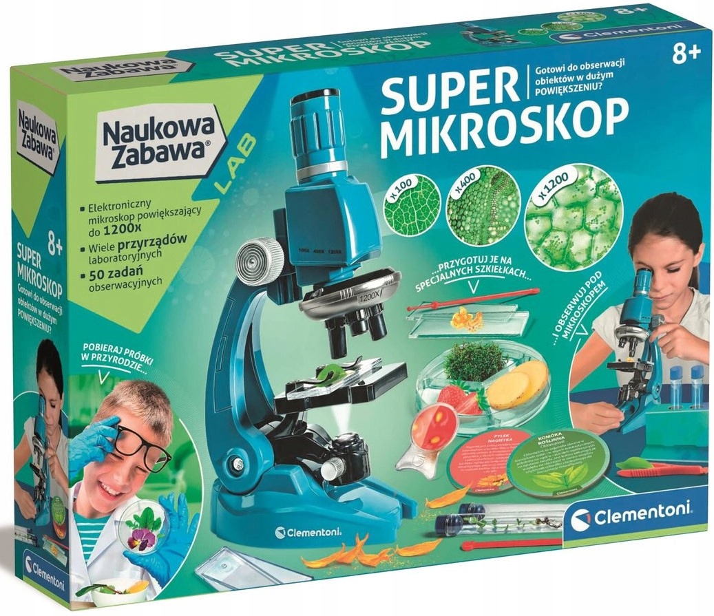 SUPER MIKROSKOP EDUKACYJNY POWIĘKSZA X1200 CLE Marka Clementoni
