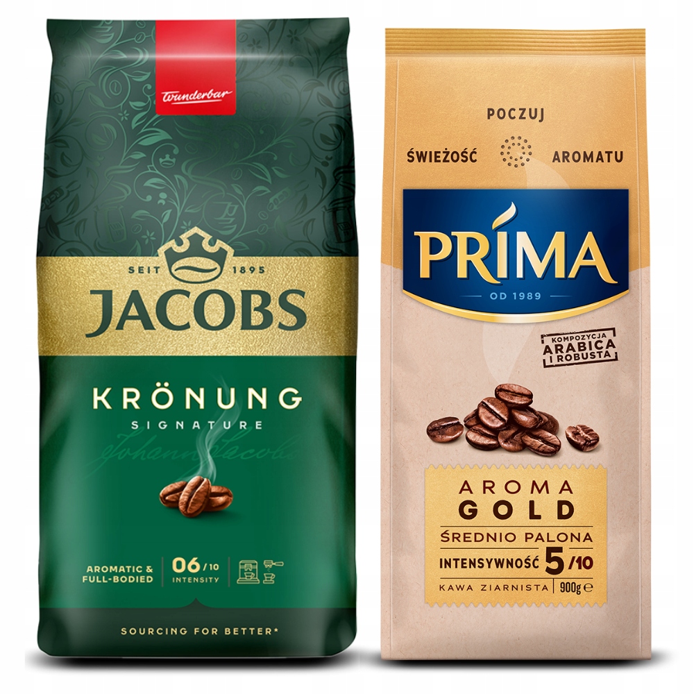 Kawa ziarnista Jacobs Krönung 1kg Prima Aroma Gold 900g