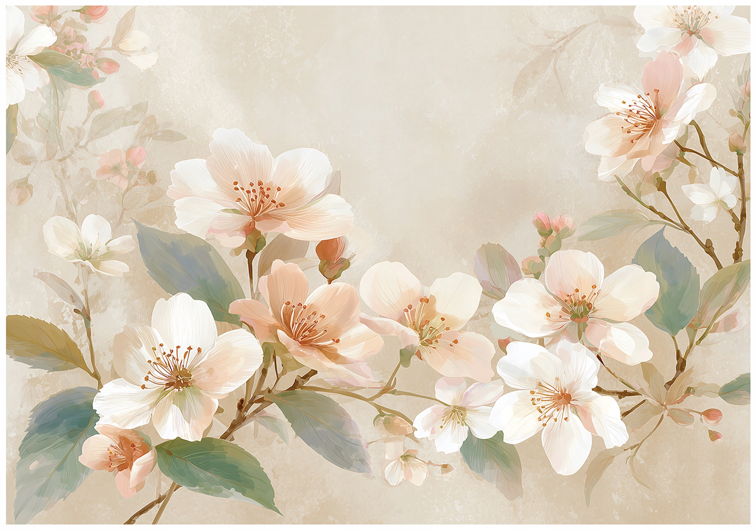 Fototapeta Béžové Květiny Abstrakce Tapeta Do Předsíně Obývacího Pokoje Kanceláře 400x280