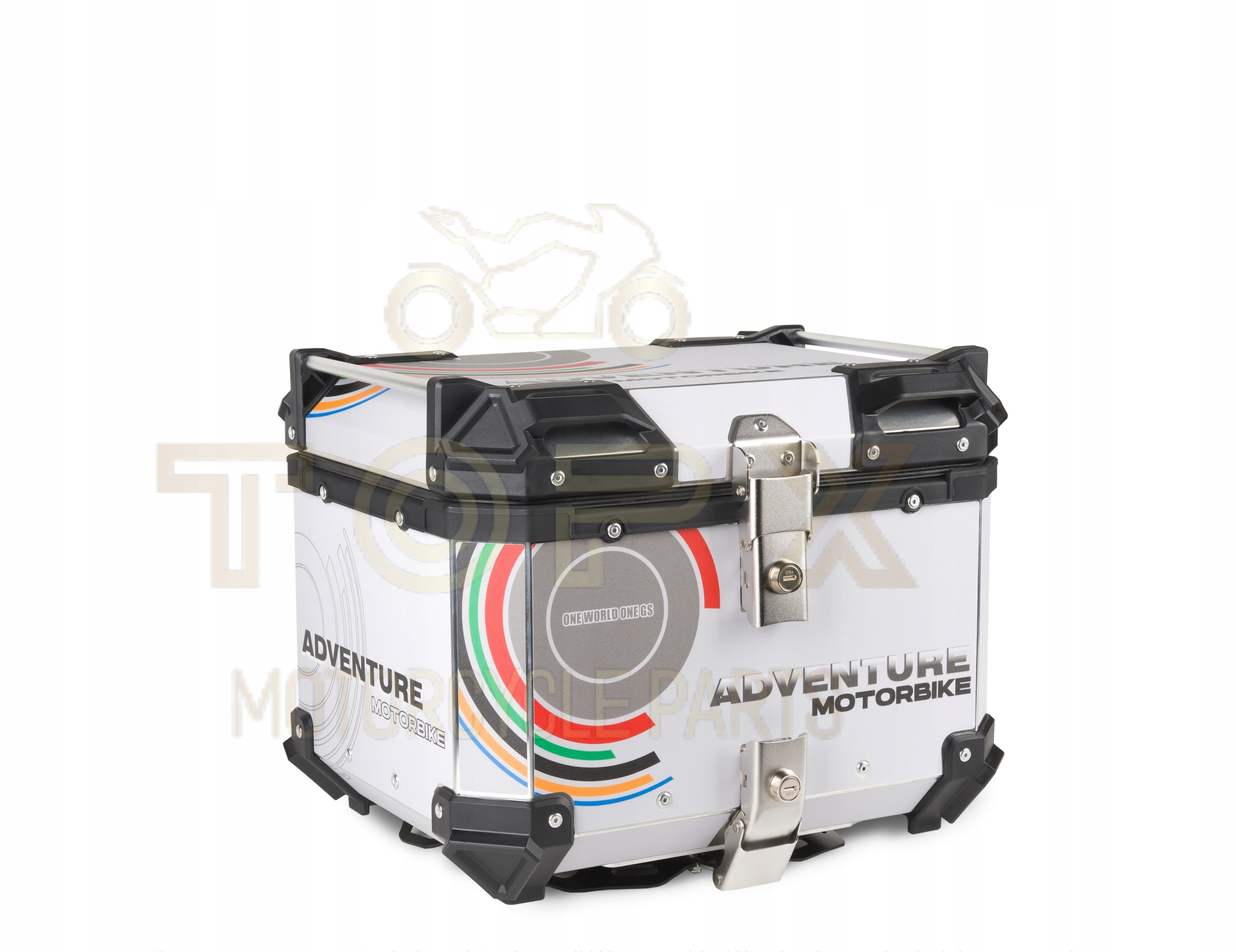 Centrální Kufr Na Motocykl, Hliníkový Deska 45 L, Bílá Dýha, Grafika