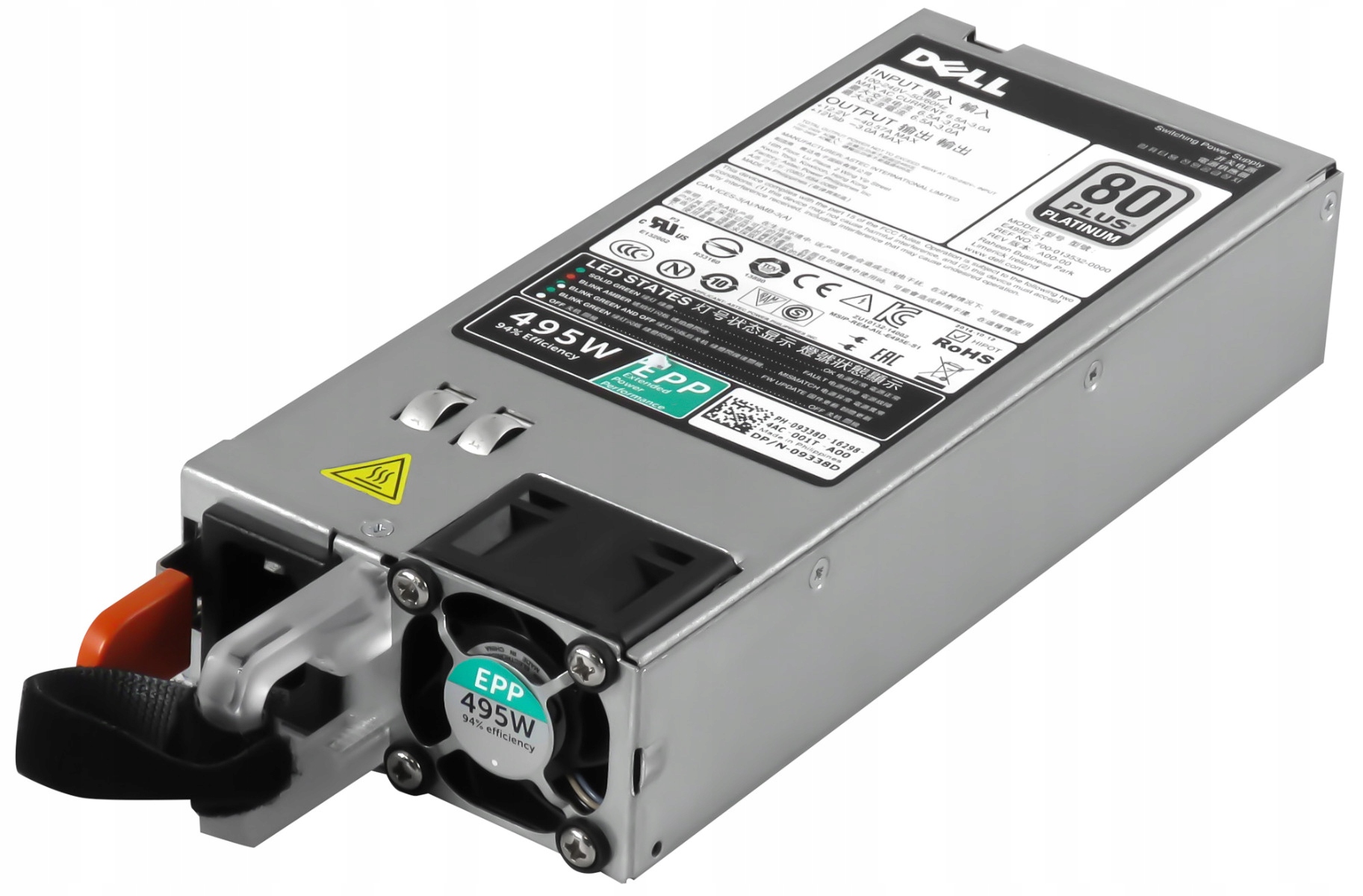 Dell 09338D 495W Napájecí zdroj E495E-S1 pro R740 R730 R630 R530 R730